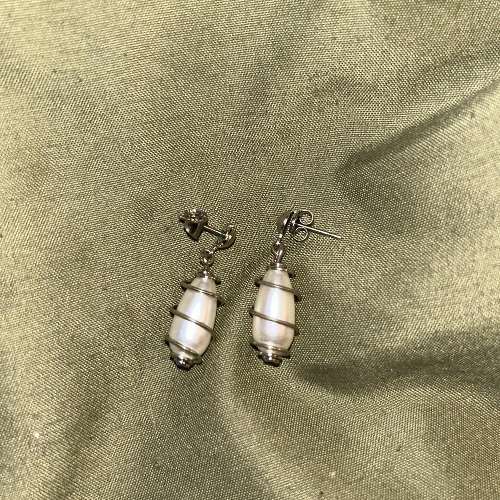 Elegant Silver and White Drop Earrings